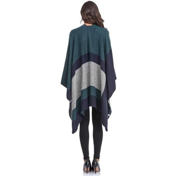 Women's Shawl Wraps Sweater Poncho Cape for Fall Winter - Picture 6 of 7
